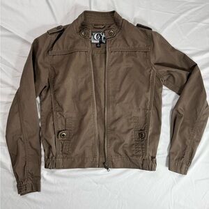 Volcom Vintage Olive Green/Brown Army Jacket with Logo on back